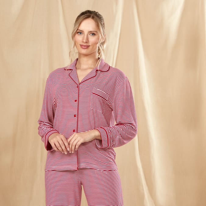 Jeff & Co. by Jeff Banks Ladies Pyjama Set Red Striped