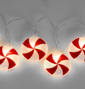 Festive Feeling 10 Warm White LED Candy String Light - Peppermints