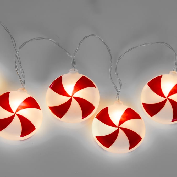 Festive Feeling 10 Warm White LED Candy String Light - Peppermints