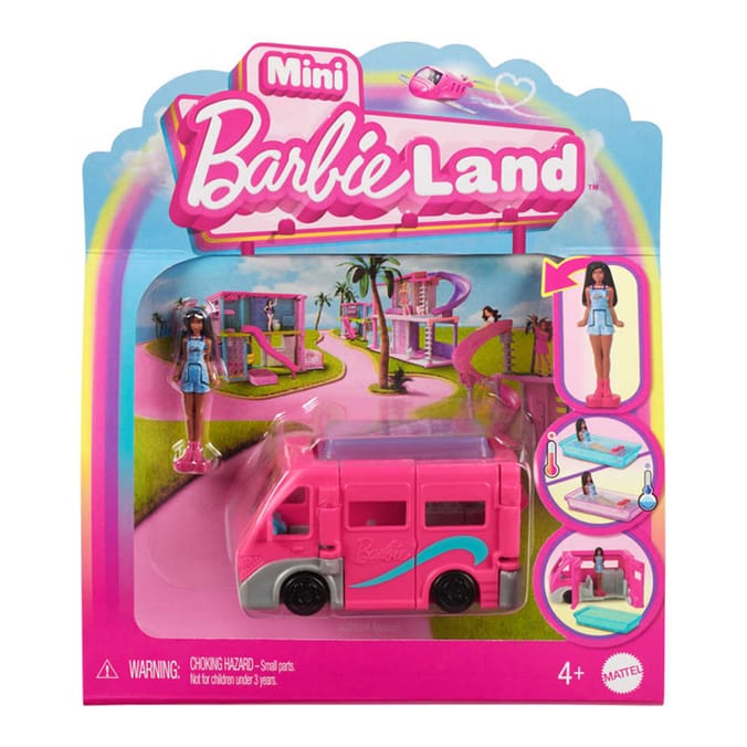 Barbie Mini Barbieland Doll & Vehicle Set With 1.5-Inch Doll & Dreamcamper With Color-Change Pool HYF39