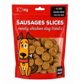 I Love My Pet Sausages Slices Meaty Chicken Dog Treats 300g  