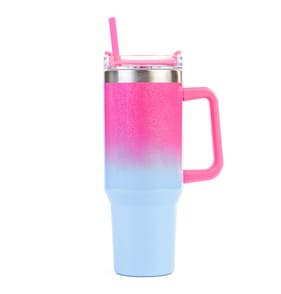 Hydrate 40oz Tumbler With Straw - Pink & Blue Glitter Ombre