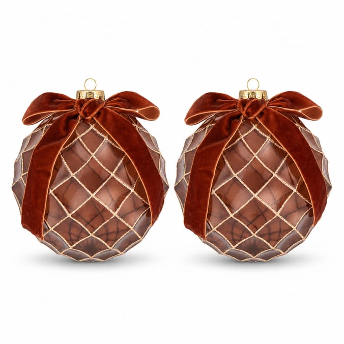 Festive Feeling Large Christmas Bauble with Bow 2 Pack