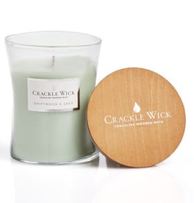 Crackle Wick Crackling Wooden Wick Medium Hourglass Scented Candle - Driftwood & Sage