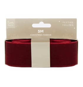 Festive Feeling 5 Metre Christmas Ribbon - Burgundy