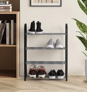 Utility 4 Tier Shoe Rack - Black