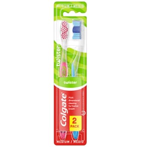 Colgate Twister Fresh Medium Manual Toothbrush 2 Pack