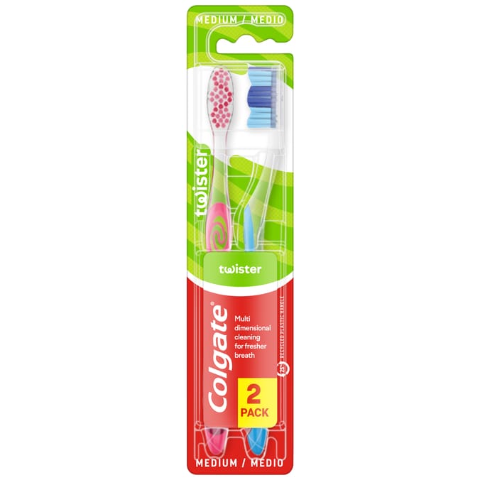 Colgate Twister Fresh Medium Manual Toothbrush 2 Pack