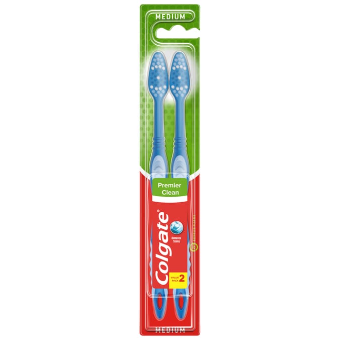 Colgate Premier Clean Medium Toothbrush 2 Pack