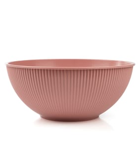 Summer Ribbed Plastic Salad Bowl - Pink