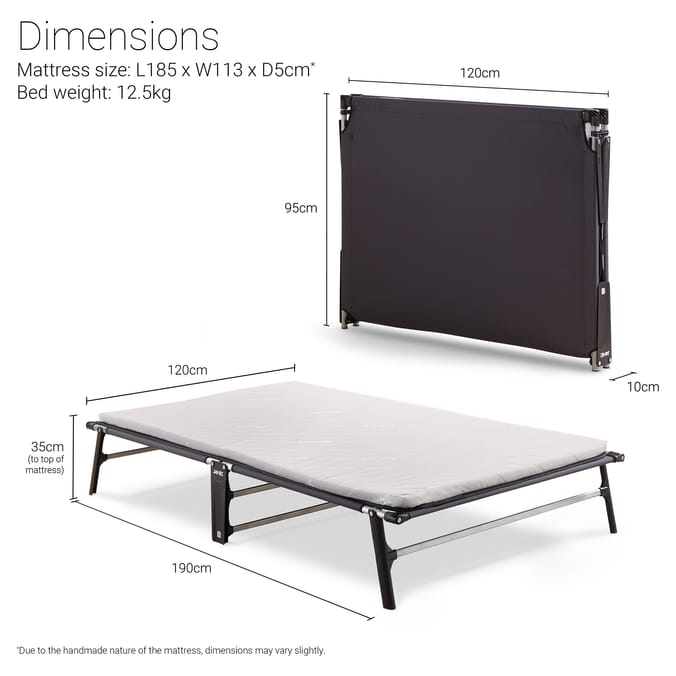 Jay-Be CE120 Compact Folding Bed with e-Fibre Mattress - Small Double 