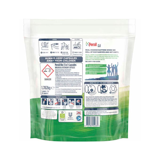 Persil Bio Laundry Washing Capsules 66 Wash