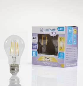 E-Luminate LED GLS E27 Warm White Light Bulb 2 Pack - 470 Lumens