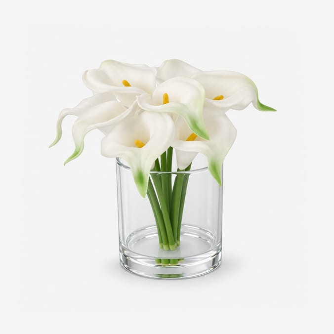 Artificial Cala Lilly In Glass Pot