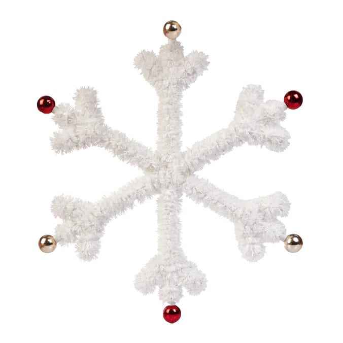 Joyful Tinsel Plaque Decoration 45cm - Snowflake