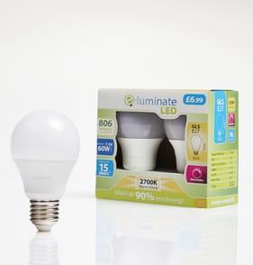 E-Luminate LED GLS E27 Dimmable Warm White Light Bulb 2 Pack - 806 Lumens