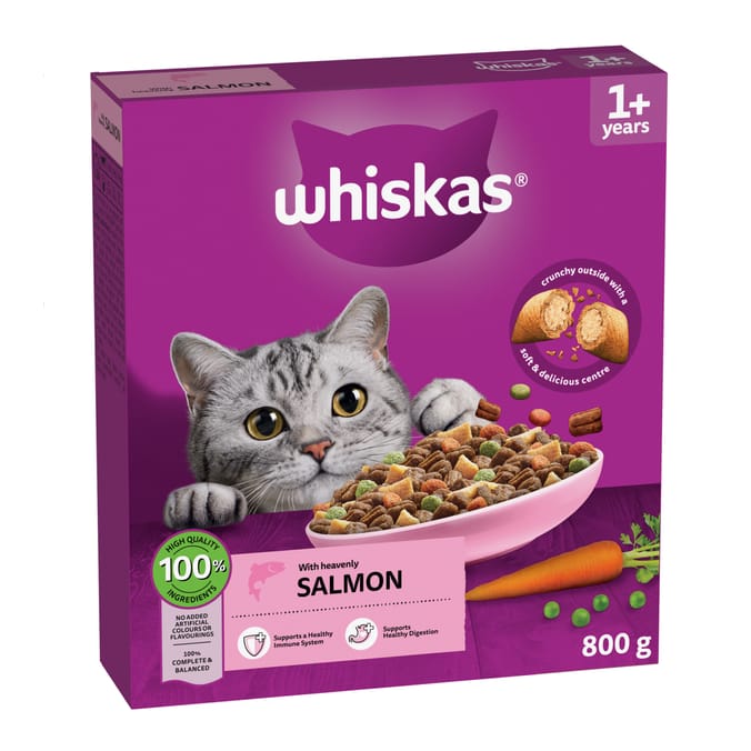 Whiskas 1+ Adult Dry Cat Food 800g - Salmon