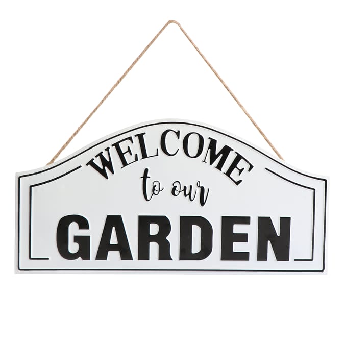 Jardin Metal Hanging Wall Sign -  Welcome To Our Garden