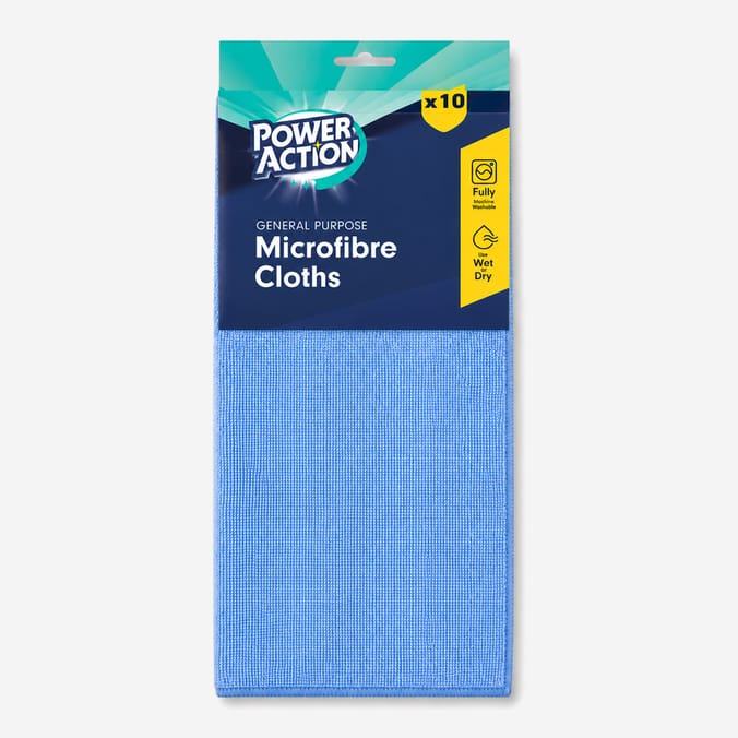 Power Action General Purpose Microfibre Cloth 10 Pack
