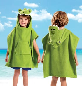 Hello Summer Hooded Poncho - Crocodile