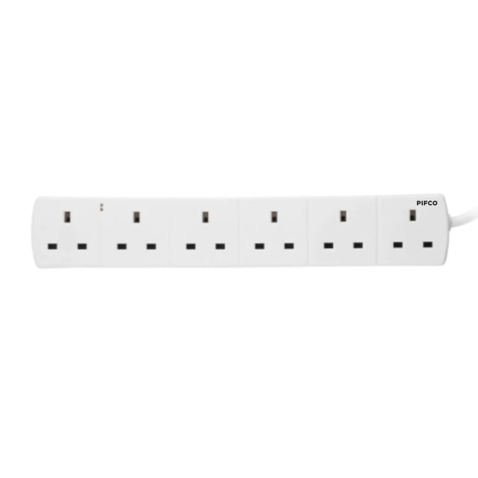 Pifco Extension Socket 2m - 6 Way Gang