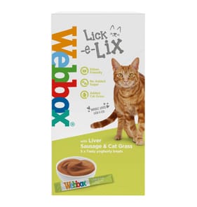 Webbox Lick-e-Lix Tasty Yoghurty Treats 5 x 15g - Liver Sausage & Cat Grass