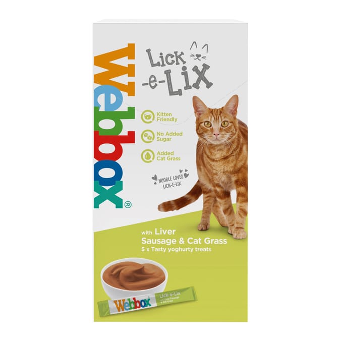 Webbox Lick-e-Lix Tasty Yoghurty Treats 5 x 15g - Liver Sausage & Cat Grass