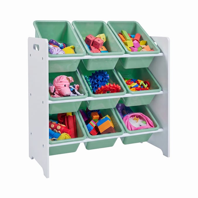 Liberty House Toys Kids 9 Bin Storage Unit - White & Forest Green