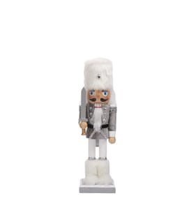 Festive Feeling Wooden Christmas Nutcracker 25cm - Silver