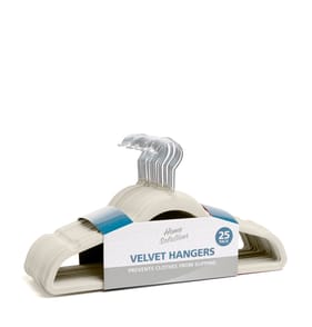 Home Solutions 25 Non-Slip Velvet Hangers - Cream