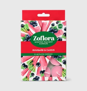 Zoflora Scented Tealight Candles 12 Pack - Rhubarb & Cassis