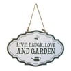  Jardin Metal Hanging Wall Sign - Live, Laugh, Love & Garden