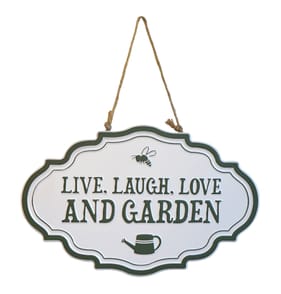  Jardin Metal Hanging Wall Sign - Live, Laugh, Love & Garden