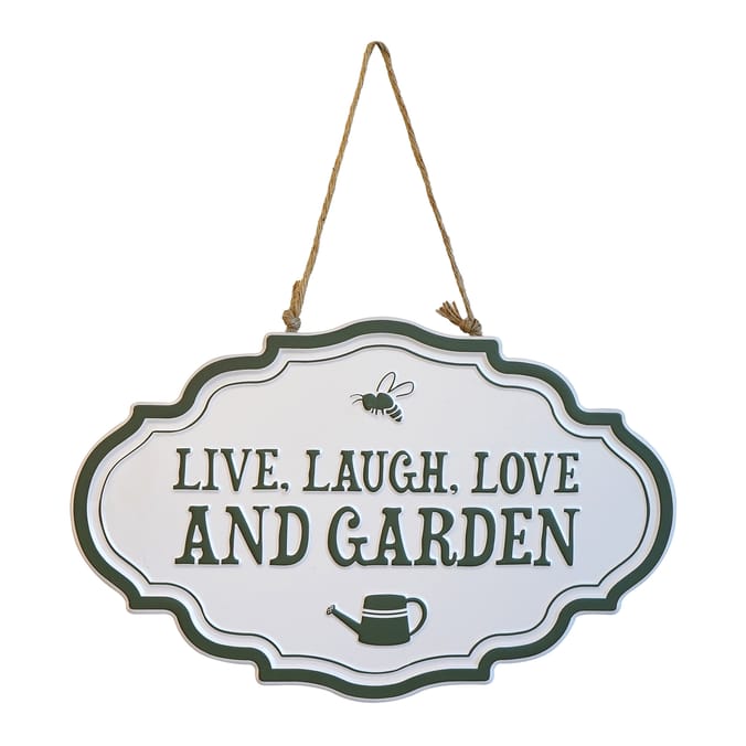  Jardin Metal Hanging Wall Sign - Live, Laugh, Love & Garden