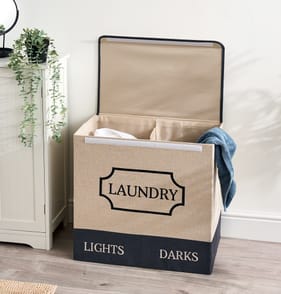 Utility Foldable Double Laundry Basket - Navy