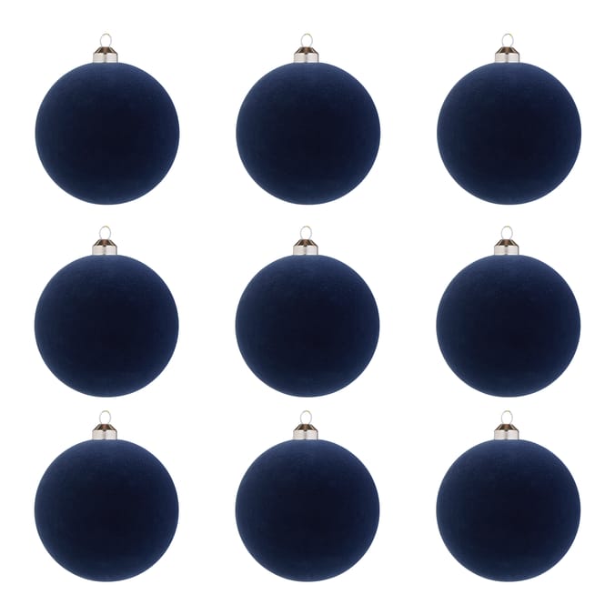 Elegance 10cm Flocked Bauble 9 Pack