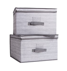 Home Solutions Large Storage Boxes with Lids - Grey x2