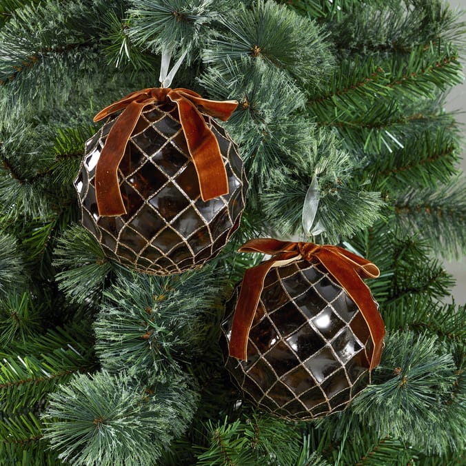 Festive Feeling Large Christmas Bauble with Bow 2 Pack
