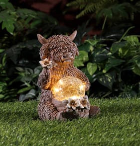 Firefly Highland Cow Crackle Ball Solar Light