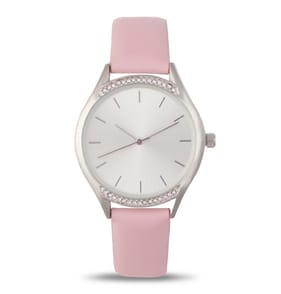 A La Mode Silver Leather Watch - Pink