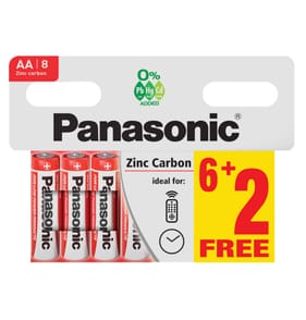 Panasonic Zinc Carbon AA Batteries 8 Pack