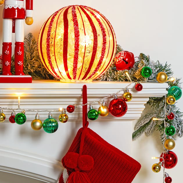 Winter Charm 20 LED Bauble Garland Home Bargains