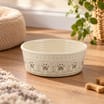 Print Pet Bowl Small -  Beige Paw Print    
