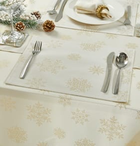 Home Collections Jacquard Placemat 4 Pack - Gold Snowflake