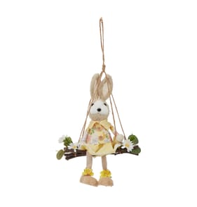 Happy Easter Bunny On Swing 