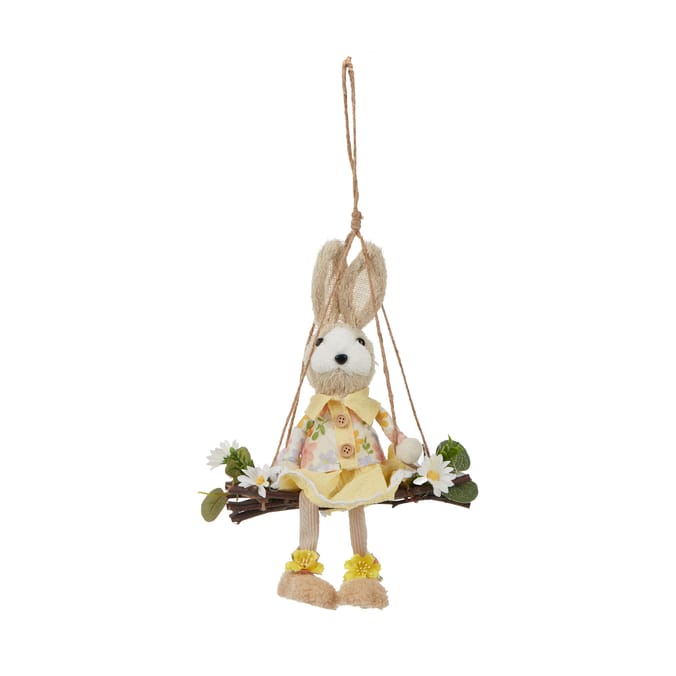 Happy Easter Bunny On Swing 