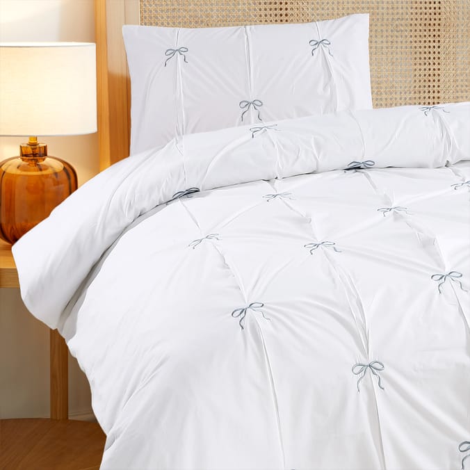 Home Collections Blue Bow Duvet Set - Single 