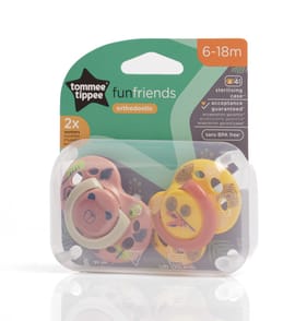  Tommee Tippee Fun Soother 2 Pack 6-18m - Brown Bear