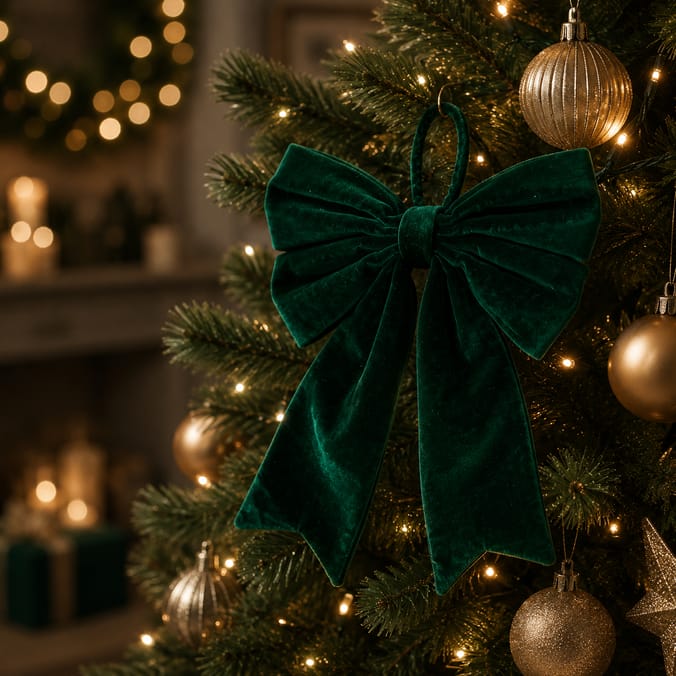 Festive Feeling Alpine Woods Velvet Hanging Christmas Bow