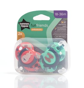 Tommee Tippee Fun Soother 2 Pack 18-36m Patterned - Red Dog